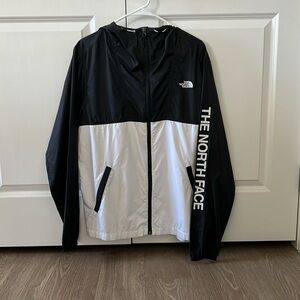 The North Face black and white windbreaker